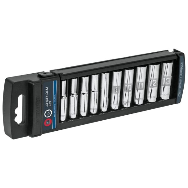 TRUPER JUEGO DE DADOS TUBULARES MILIMETRICOS ENCASTRE 1/4" X 10 PZAS-14168