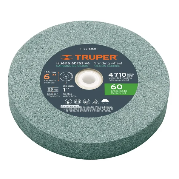 TRUPER PIEDRA PARA ESMERIL DE BANCO, CARBURO SILICIO 6" GRANO 60-16407